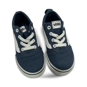 Vans Kids Dark Blue and White Sneakers
